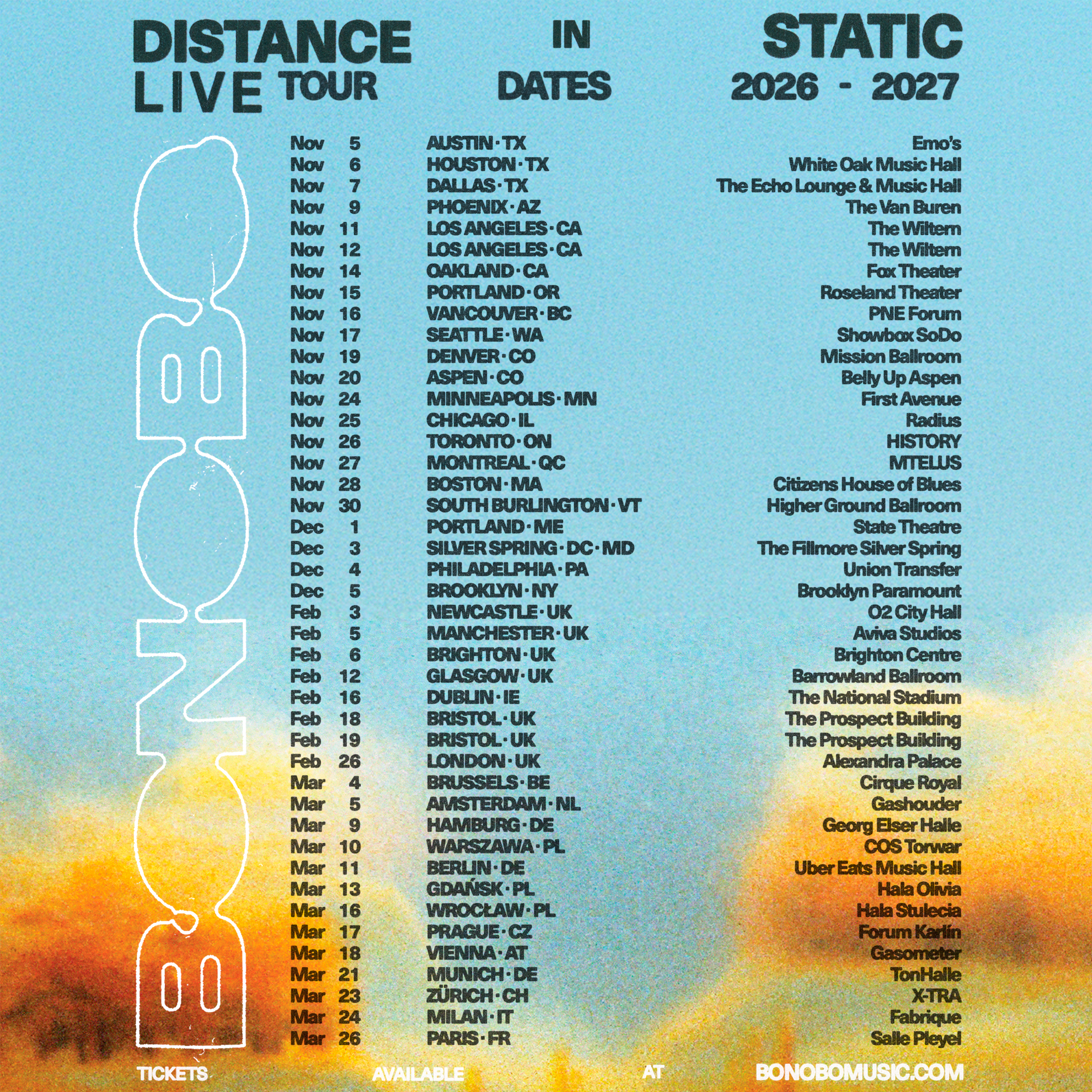 UK/EU Tour - Live dates
